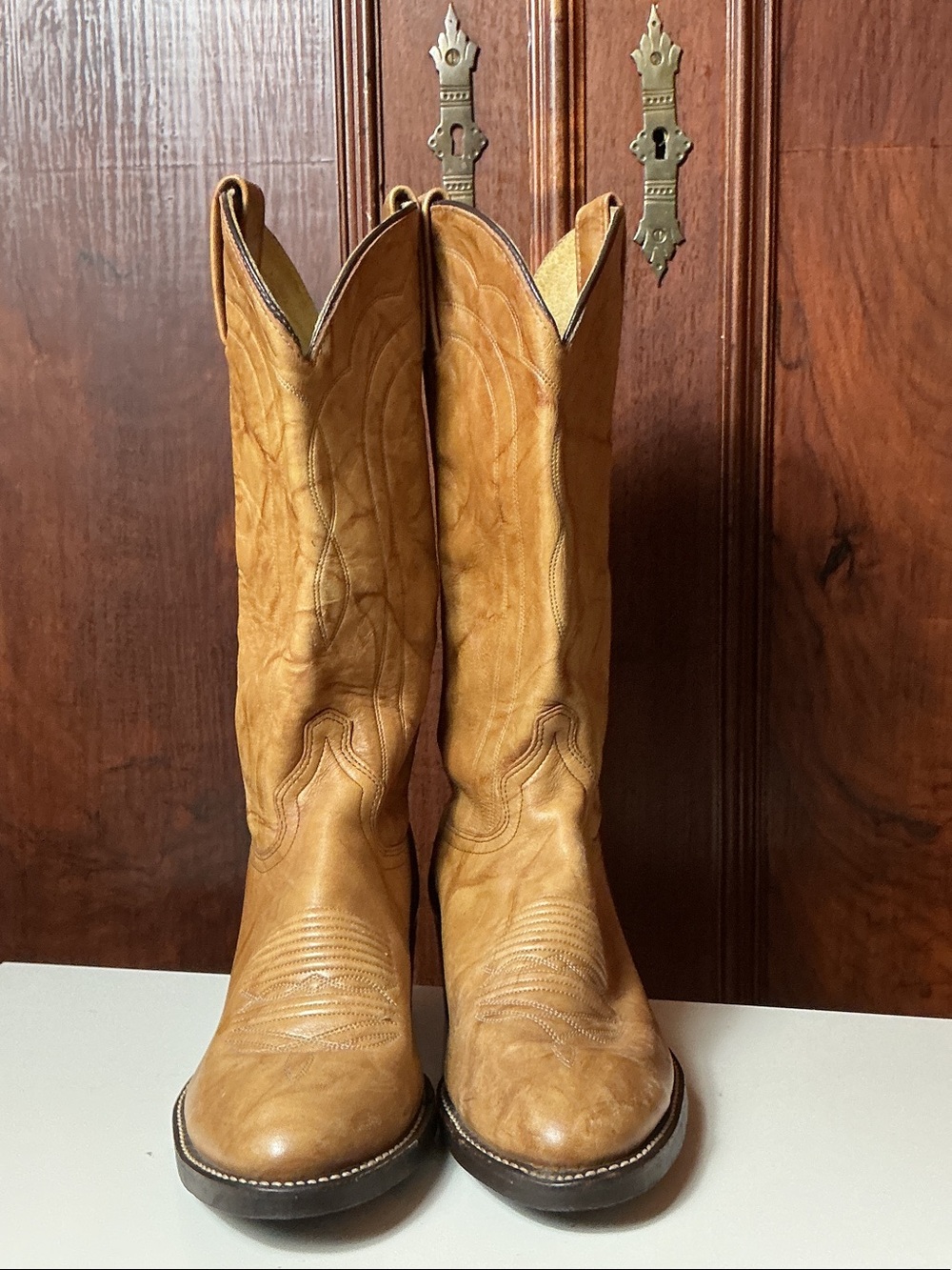 J. Chisholm Men's Tan Western Leather Cowboy Boots